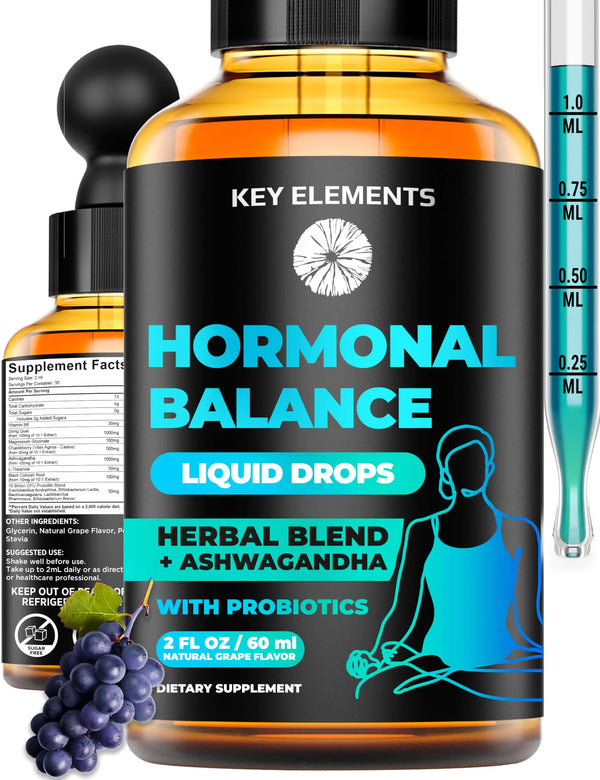 Liquid Hormone Balance Supplements for Women & PMS Relief - Menopause Support PMS Vitamins Menstrual Cramp Relief - PMS Supplements Chasteberry Black Cohosh for Hot Flashes Dong Quai & Probiotic